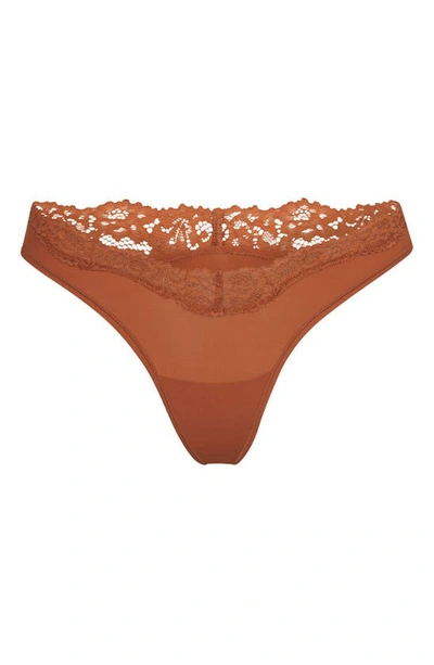 Shop Skims Fits Everybody Lace Dipped Thong In Bronze