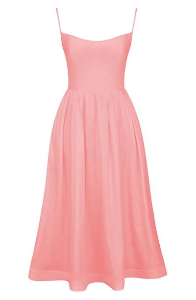 House Of Cb Lolita Corset Cotton Blend Fit & Flare Dress In Bright Peach