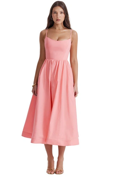 House Of Cb Lolita Corset Cotton Blend Fit & Flare Dress In Bright Peach