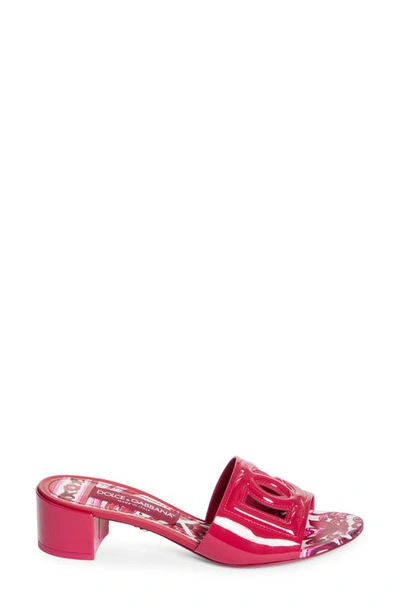 Shop Dolce & Gabbana Interlock Logo Slide Sandal In Cyclamen