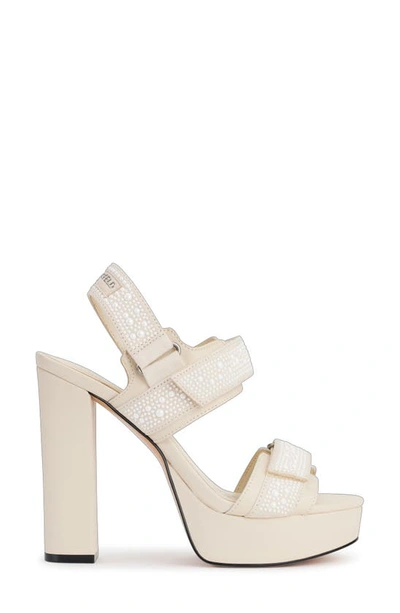 Shop Karl Lagerfeld Alessia Faux Pearl Platform Sandal In Warm Mist/ White