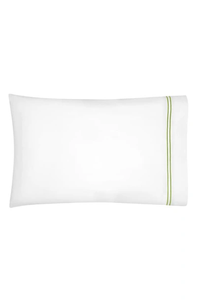 Sferra Grande Hotel Standard Pillowcase, Pair In White/ Fern