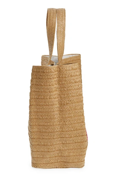 Btb Los Angeles Salty As A Beach Straw Tote In Sand/ Fuchsia