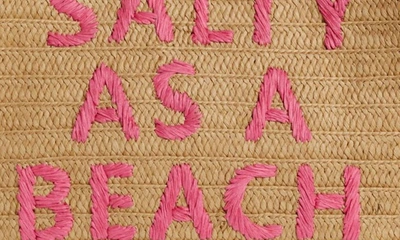 Btb Los Angeles Salty As A Beach Straw Tote In Sand/ Fuchsia