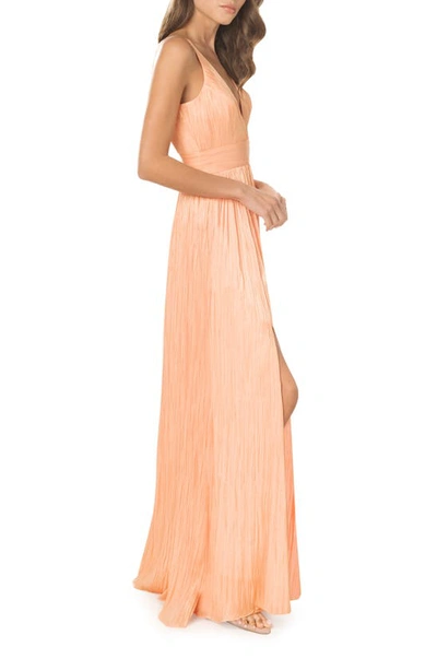 Shop Dress The Population Danae Crinkle A-line Gown In Peach
