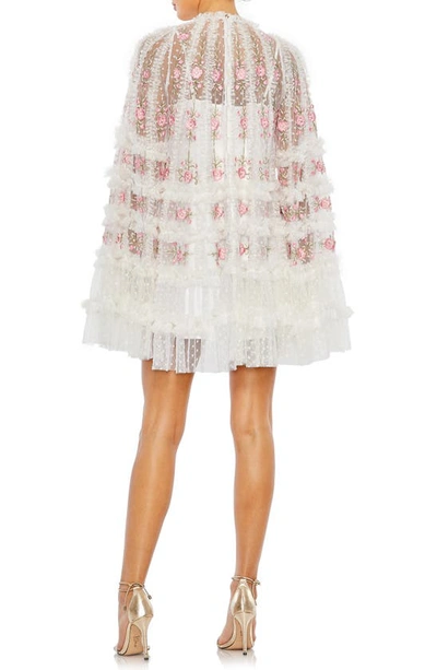 Shop Mac Duggal Floral Embroidered Long Sleeve Cocktail Dress In White Multi