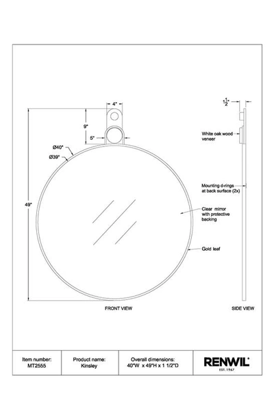 Renwil Kinsley Round Mirror In Gold