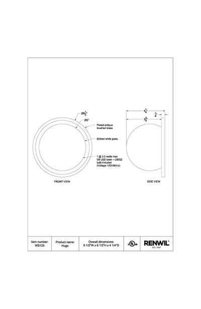 Renwil Round Wall Sconces In Hugo Antique Brushed Brass