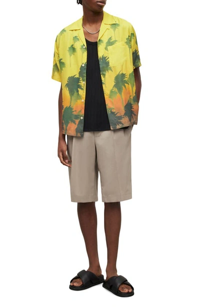 Shop Allsaints Islands Short Sleeve Button-up Camp Shirt In Tequila Yellow