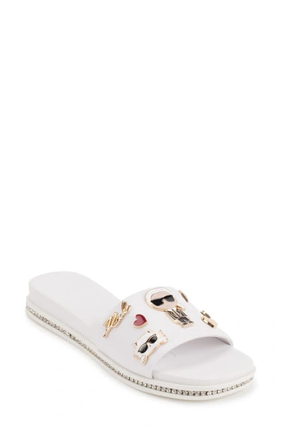 Shop Karl Lagerfeld Jeslyn Cate Pins Embellished Slide Sandal In Bright White