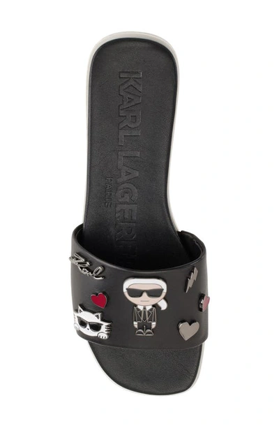 Karl Lagerfeld Jeslyn Cate Pins Embellished Slide Sandal In Black