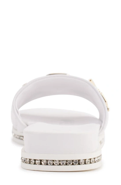 Shop Karl Lagerfeld Jeslyn Cate Pins Embellished Slide Sandal In Bright White