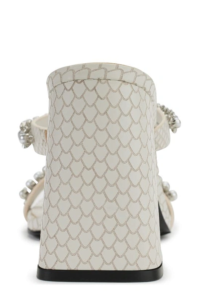 Shop Karl Lagerfeld Paris Rayan Rhinestone Block Heel Sandal In Soft White