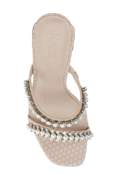 Shop Karl Lagerfeld Paris Rayan Rhinestone Block Heel Sandal In Dune Pink
