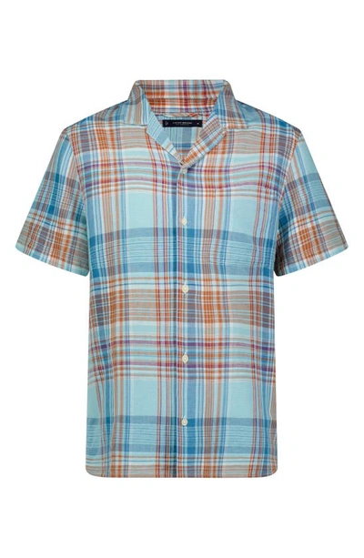 Shop Lucky Brand Plaid Notch Collar Workwear Button-up Shirt In Blue Multi Plaid