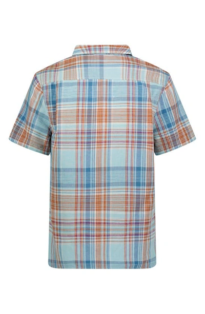 Lucky Brand Plaid Notch Collar Workwear Button-up Shirt In Blue Multi Plaid