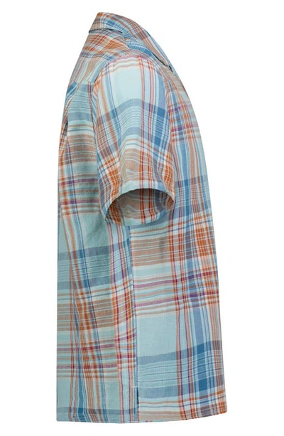 Lucky Brand Plaid Notch Collar Workwear Button-up Shirt In Blue Multi Plaid