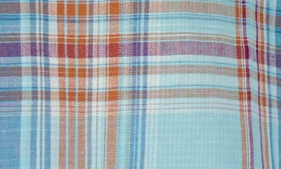 Lucky Brand Plaid Notch Collar Workwear Button-up Shirt In Blue Multi Plaid