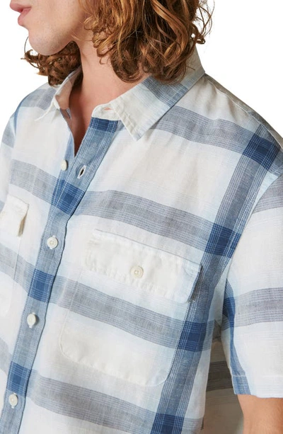 Lucky Brand Plaid Notch Collar Workwear Button-up Shirt In Blue