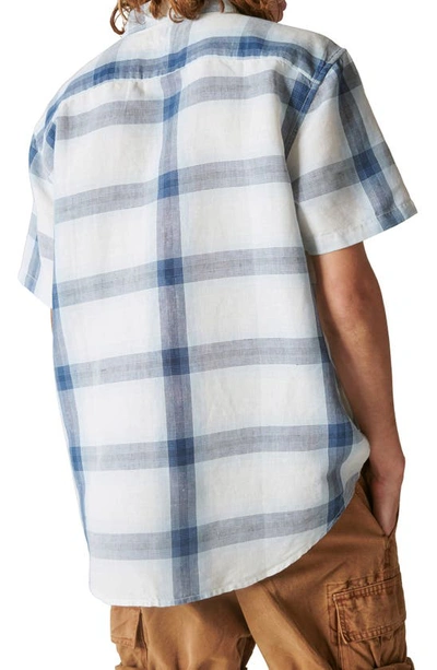 Lucky Brand Plaid Notch Collar Workwear Button-up Shirt In Blue