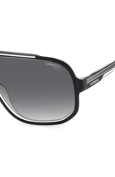 Shop Carrera Eyewear 63mm Oversize Rectangular Navigator Sunglasses In Black White/ Grey Shaded