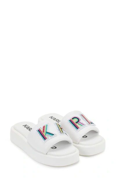 Shop Karl Lagerfeld Opal Platform Slide Sandal In Bright White