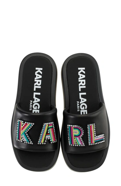 Shop Karl Lagerfeld Opal Platform Slide Sandal In Black/ White