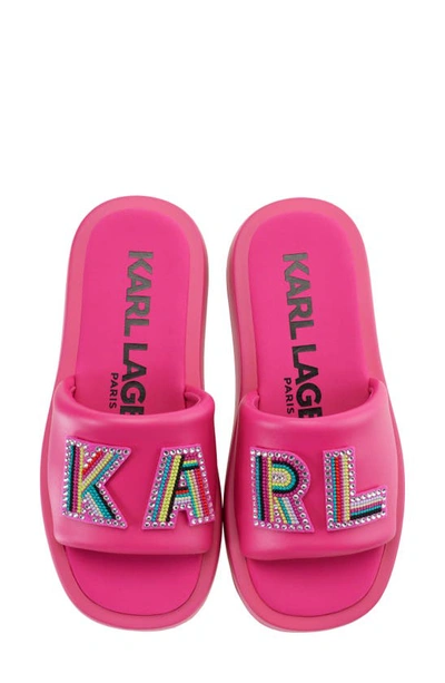 Karl Lagerfeld Women's Opal Slip-on Platform Slide Sandals Women's Shoes In Shocking Pink