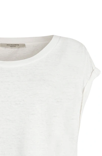 Shop Allsaints Sanza Cotton & Linen T-shirt In Chalk White