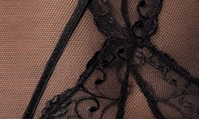Shop Mapalé Floral Lace Underwire Bodysuit With Garter Straps In Black