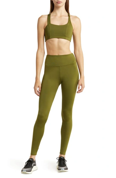 Solely Fit Performance Action High Waist Leggings In Sea Olive