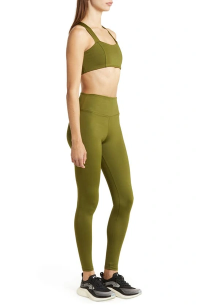 Solely Fit Performance Action High Waist Leggings In Sea Olive