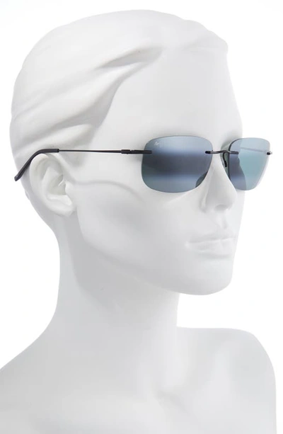 Shop Maui Jim Ohai 59.5mm Polarized Rectangular Sunglasses In Black Gloss/ Neutral Grey