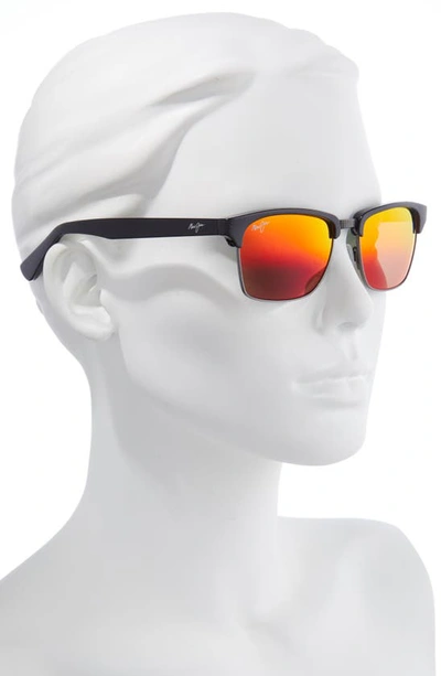 Maui Jim Kawika 54mm Polarized Rectangular Sunglasses In Black Gloss