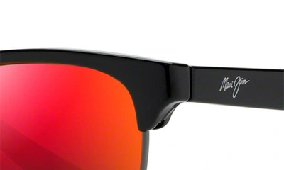 Maui Jim Kawika 54mm Polarized Rectangular Sunglasses In Black Gloss