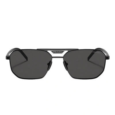 Prada Pr 58ys 1ab5s0 57mm Unisex Rectangle Sunglasses In Black