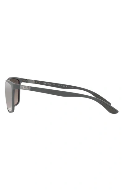 Ray Ban 58mm Mirrored Polarized Rectangular Sunglasses In Matte Grey