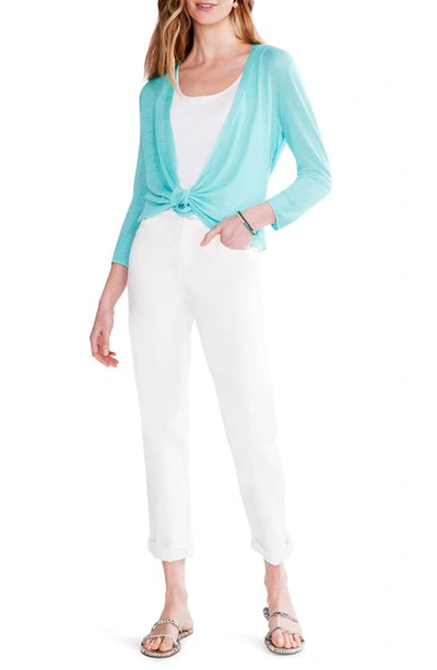 Shop Nic + Zoe 4-way Convertible Linen Blend Cardigan In Aqua