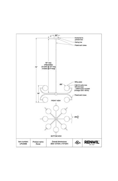 Renwil Rover Ceiling Light Fixture In Satin Brass