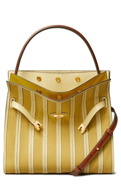 Tory Burch Lee Radziwill Canvas Panel Handbag In Cornbread