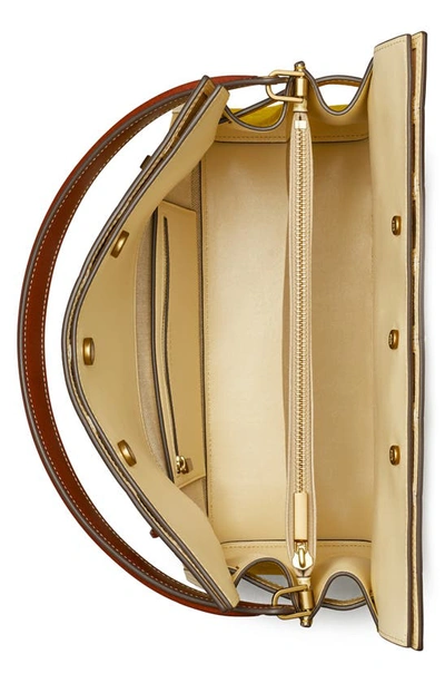 Tory Burch Lee Radziwill Canvas Panel Handbag In Cornbread