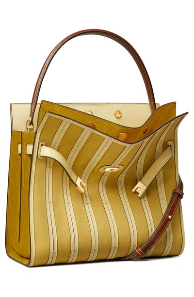 Tory Burch Lee Radziwill Canvas Panel Handbag In Cornbread
