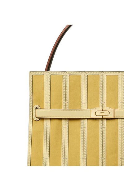 Shop Tory Burch Lee Radziwill Canvas Panel Double Bag In Cornbread