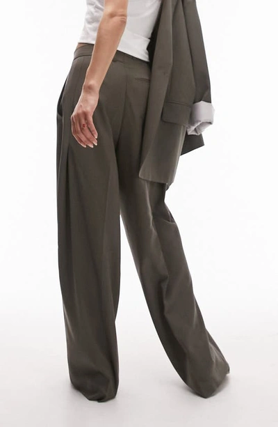 Shop Topshop Asymmetric Waist Wide Leg Trousers In Grey