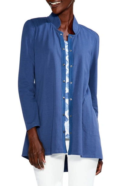 Shop Nic + Zoe Perfect Snap-up Stretch Cotton Jacket In Harbor Blue