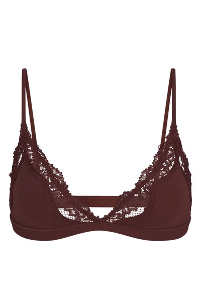 Fits Everybody Lace Trim Triangle Bralette In Cocoa