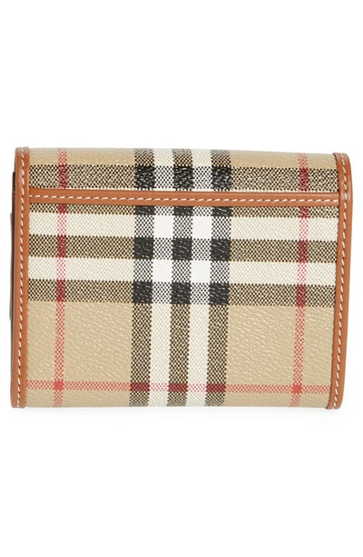 Burberry Check And Leather Small Folding Wallet In Archive Beige