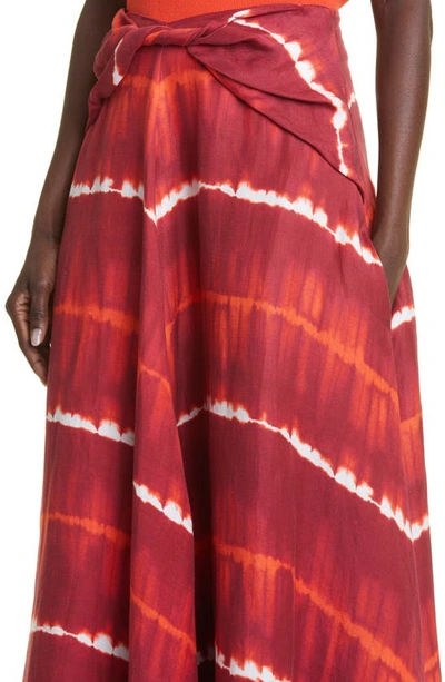 Shop Altuzarra Pythia Shibori Tie Dye Twist Detail Linen Blend Maxi Skirt In 275615 Syrah Gradient Shibori
