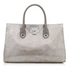 JIMMY CHOO RILEY Navy Metallic Grainy Goat Leather Tote Bag