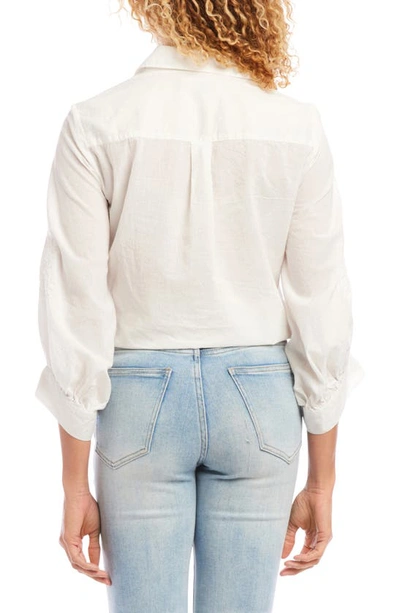 Shop Karen Kane Embroidered Tie Front Cotton Lawn Shirt In Off White